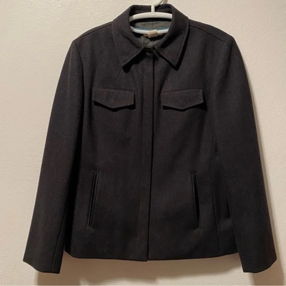 J.Crew‎ Jacket Women’s Size Medium Black Full Zip Wool Blend Pockets
